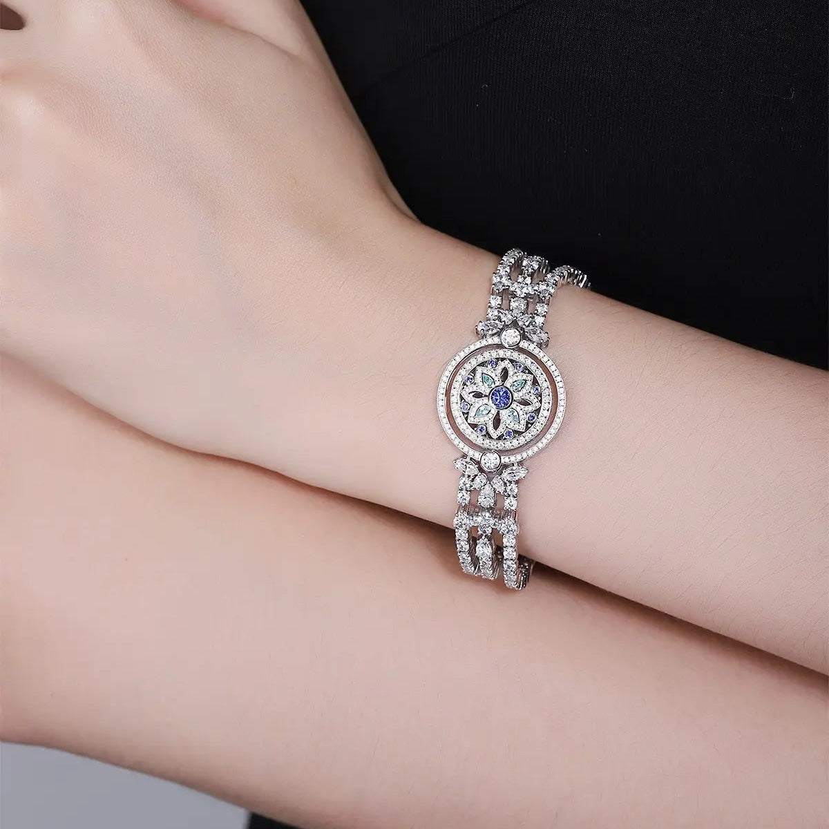 S925 Silver Cultivation Paraiba Blue Treasure Bracelet A JSABL224Y