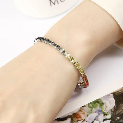 S925 Silver 15.4ct Oval Cultivated Colored Sapphire Bracelet B20334