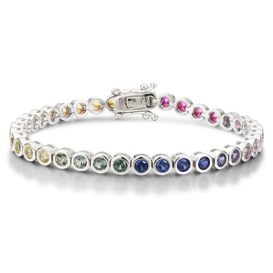 S925 Silver 5.55ct Round Cultivated Colored Sapphire Bracelet B20334