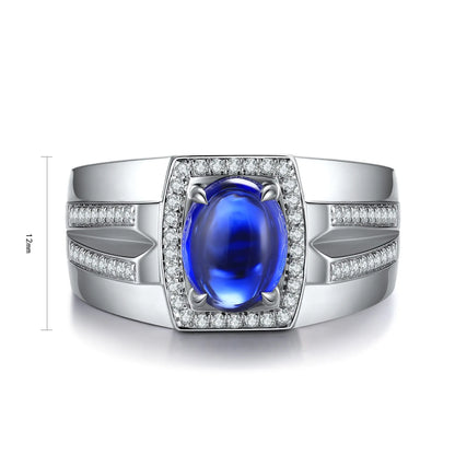 S925 Silver 2.86ct Lab Grown Blue Treasure Male Ring A JSABR936Y