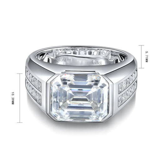 S925 Silver 7.13ct Mulberry Emerald Cut Male Ring A JRSW024Y