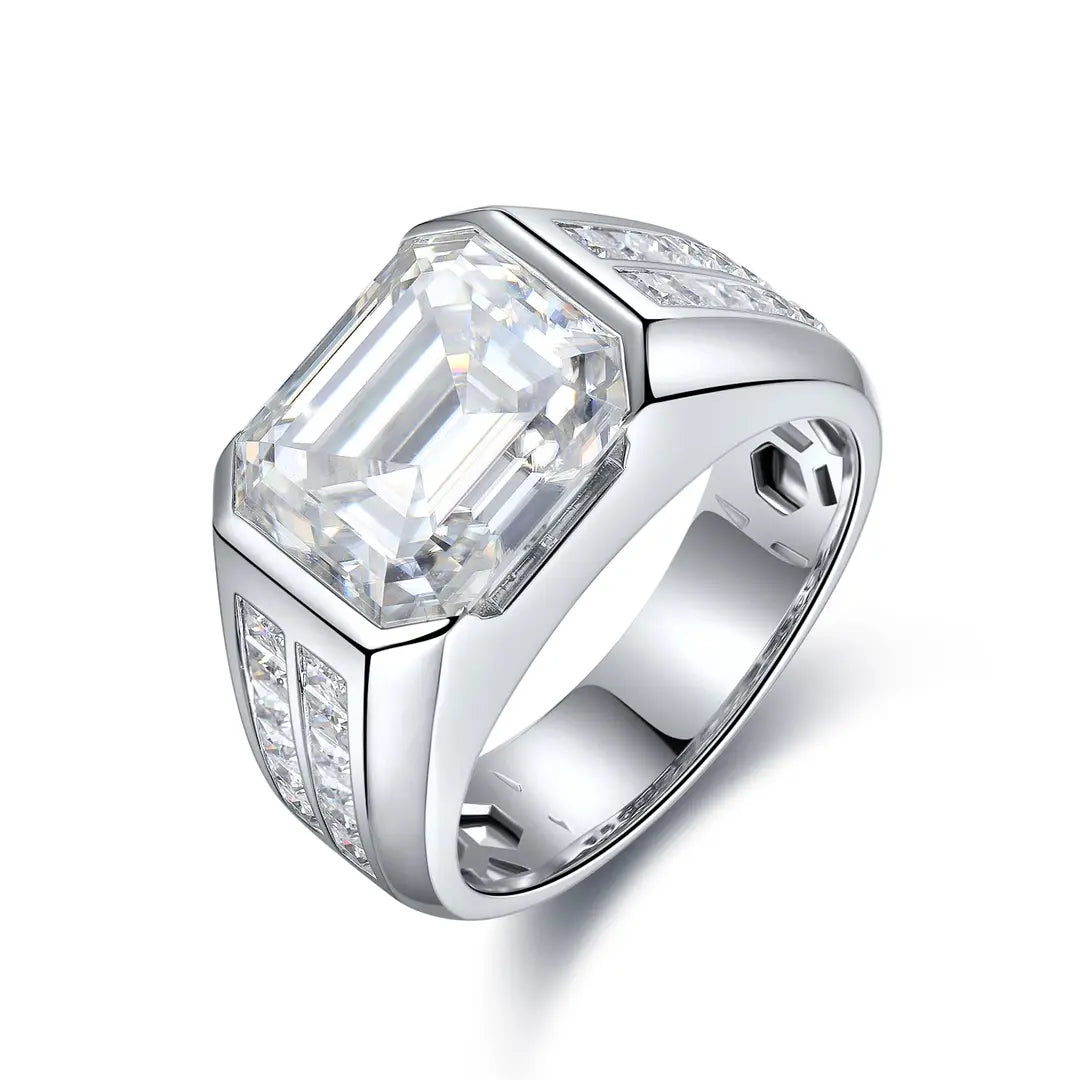 S925 Silver 7.13ct Mulberry Emerald Cut Male Ring A JRSW024Y