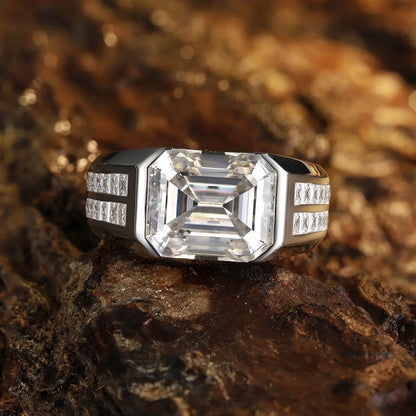 S925 Silver 7.13ct Mulberry Emerald Cut Male Ring A JRSW024Y