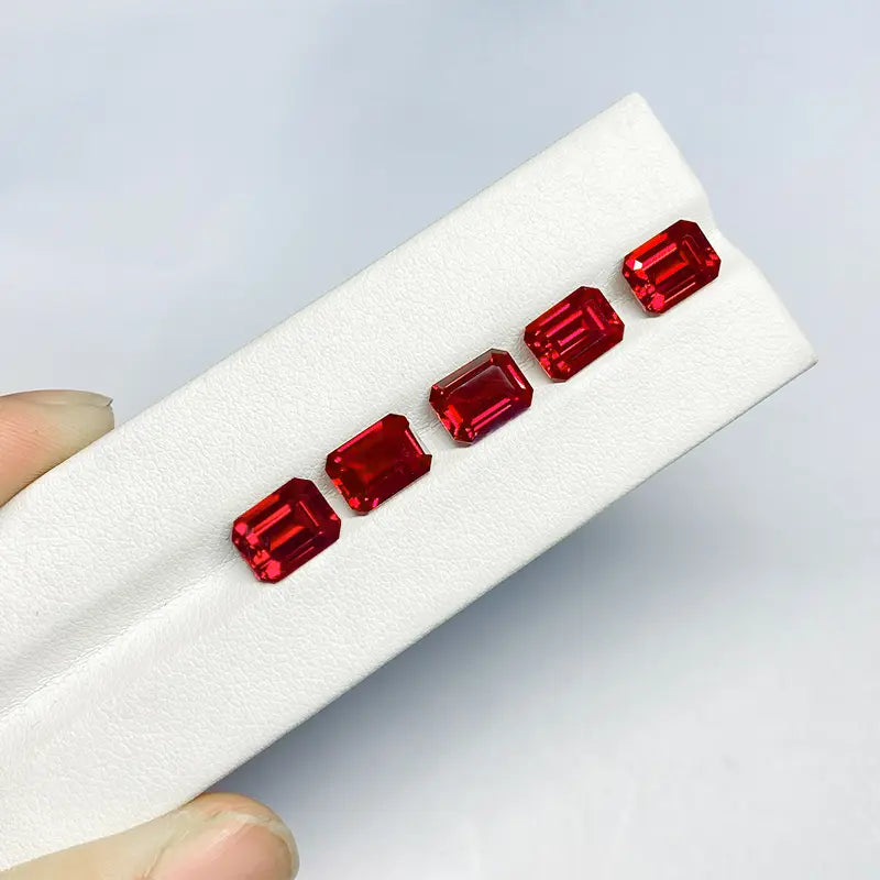Czochralski Lab Grown Ruby Emerald Cut