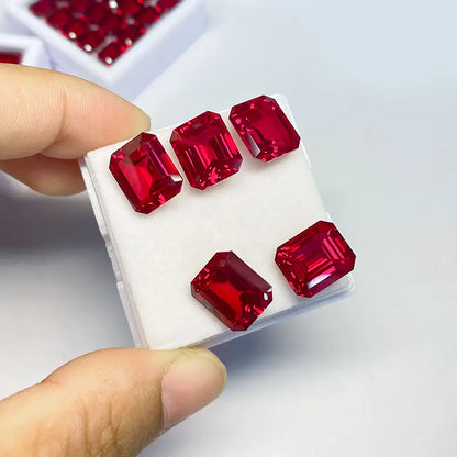 Czochralski Lab Grown Ruby Emerald Cut