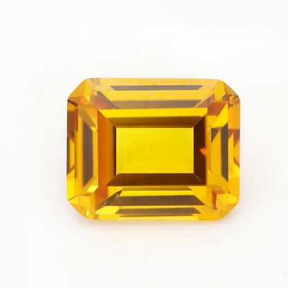 Flame Melted Lab Grown Yellow Sapphire Emerald Cut