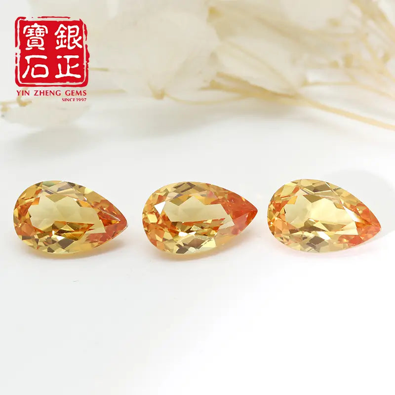 Flame Melted Lab Grown Yellow Sapphire  Pear Shape