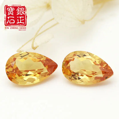 Flame Melted Lab Grown Yellow Sapphire  Pear Shape