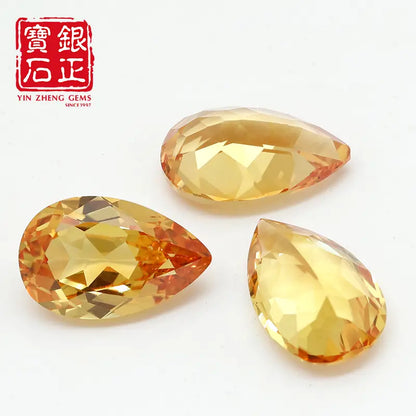 Flame Melted Lab Grown Yellow Sapphire  Pear Shape