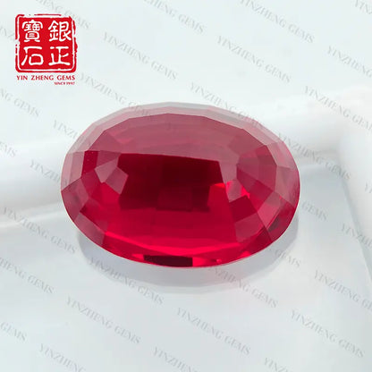 Flame Melted Oval Shape Lab Grown Ruby
