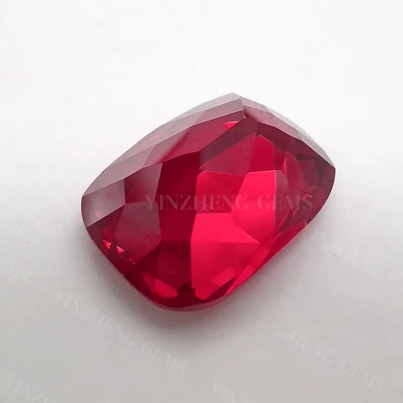 Flame Melted Cushion Shape Lab Grown Ruby