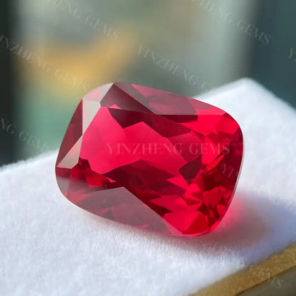 Flame Melted Cushion Shape Lab Grown Ruby