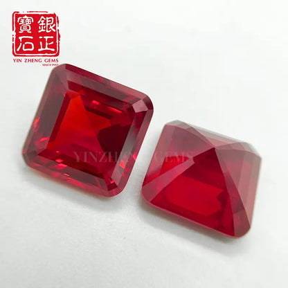 Flame Melted Asscher Cut Lab Grown Ruby