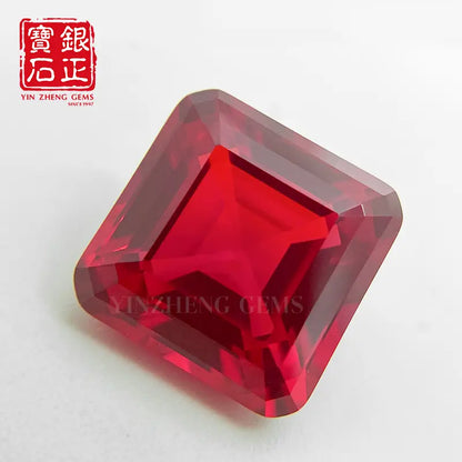 Flame Melted Asscher Cut Lab Grown Ruby
