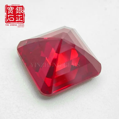 Flame Melted Asscher Cut Lab Grown Ruby