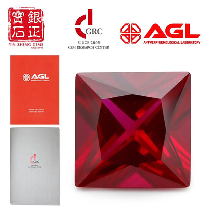 Flame Melted Princess Cut Lab Grown Ruby