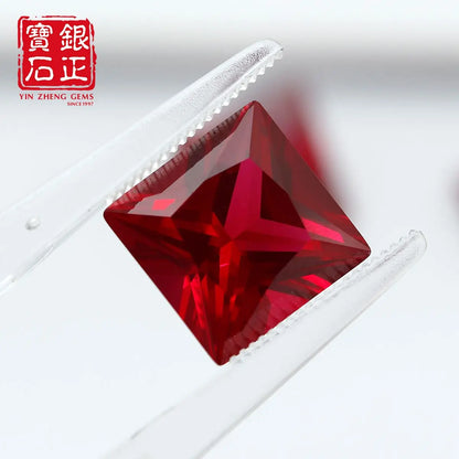 Flame Melted Princess Cut Lab Grown Ruby
