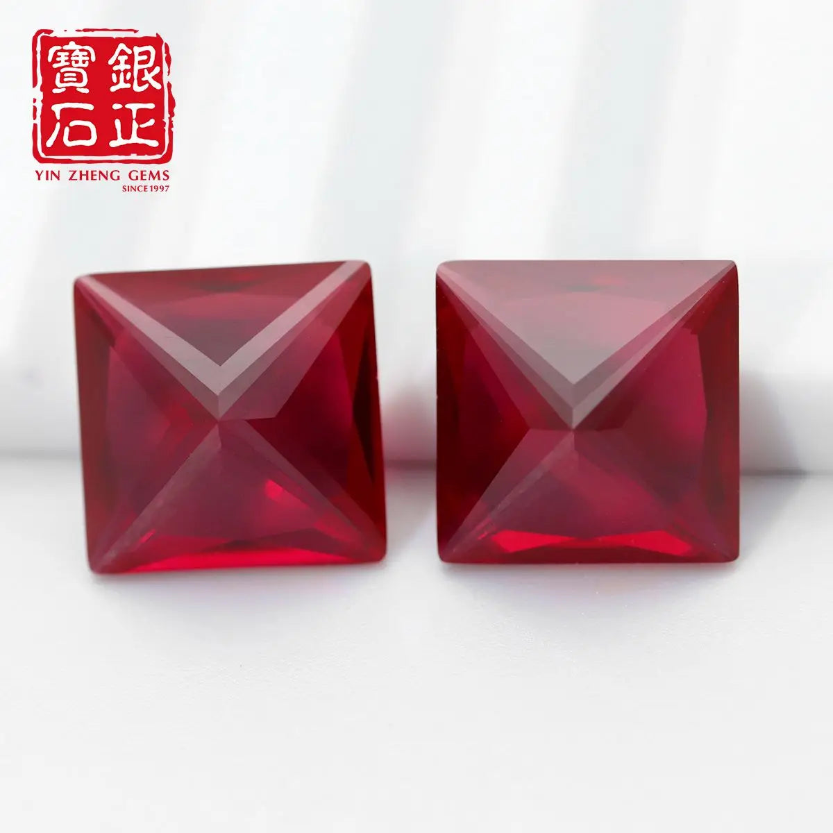 Flame Melted Princess Cut Lab Grown Ruby