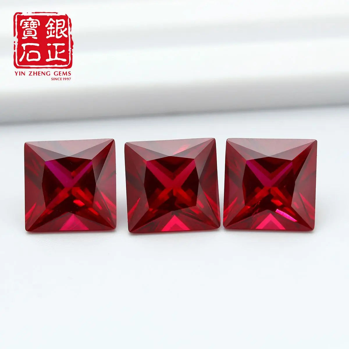 Precision Cut Princess Cut Lab Grown Ruby