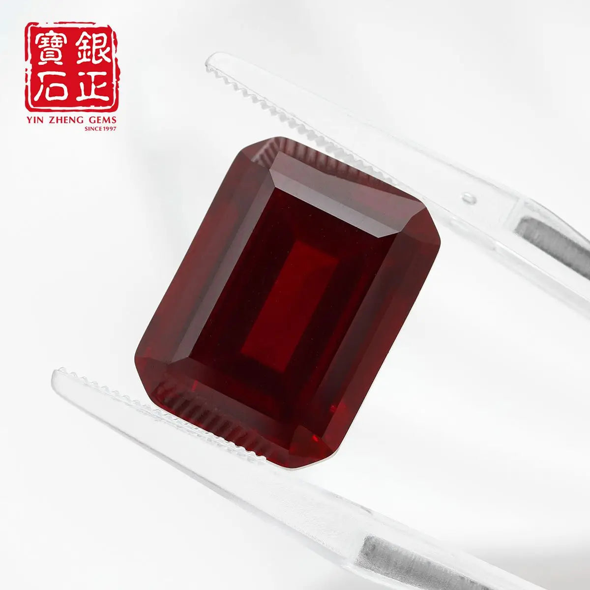 Flame Melted Emerald cut Mozambique Ruby