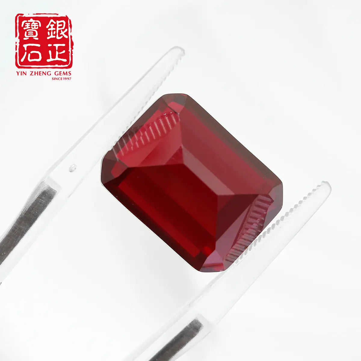 Flame Melted Emerald cut Mozambique Ruby