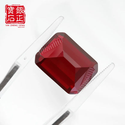 Flame Melted Emerald cut Mozambique Ruby