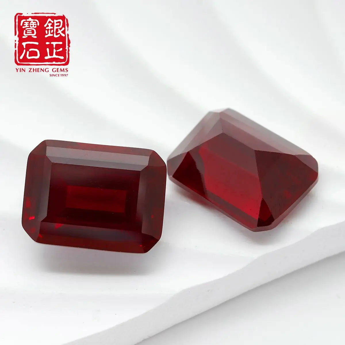 Flame Melted Emerald cut Mozambique Ruby