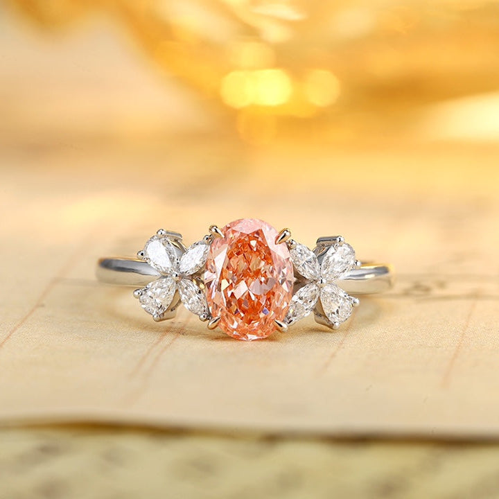PT950 1.05ct Lab Grown Pink Colors Diamond Ring