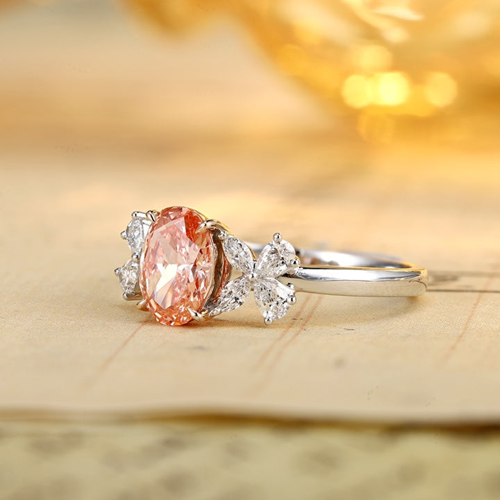 PT950 1.05ct Lab Grown Pink Colors Diamond Ring