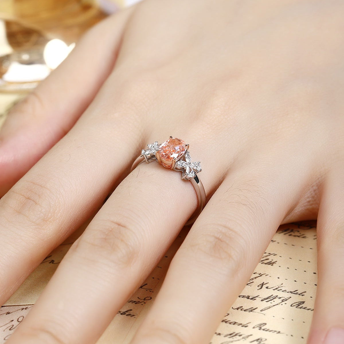 PT950 1.05ct Lab Grown Pink Colors Diamond Ring