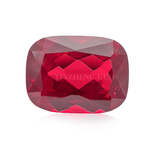 Flame Melted Cushion Shape Lab Grown Ruby