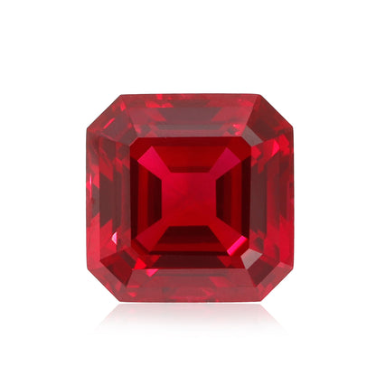 Flame Melted Asscher Cut Lab Grown Ruby