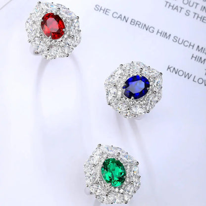 S925 silver 2.55 ct Oval Shape Lab Grown Emerald Ring