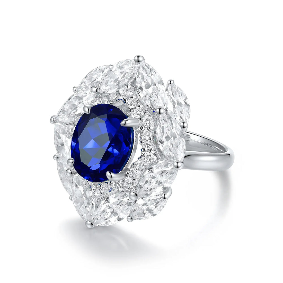 S925 silver  Oval Shape Lab Grown Sapphire Ring