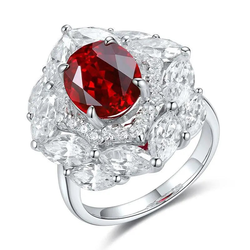 S925 silver  Oval Shape Lab Grown Sapphire Ring