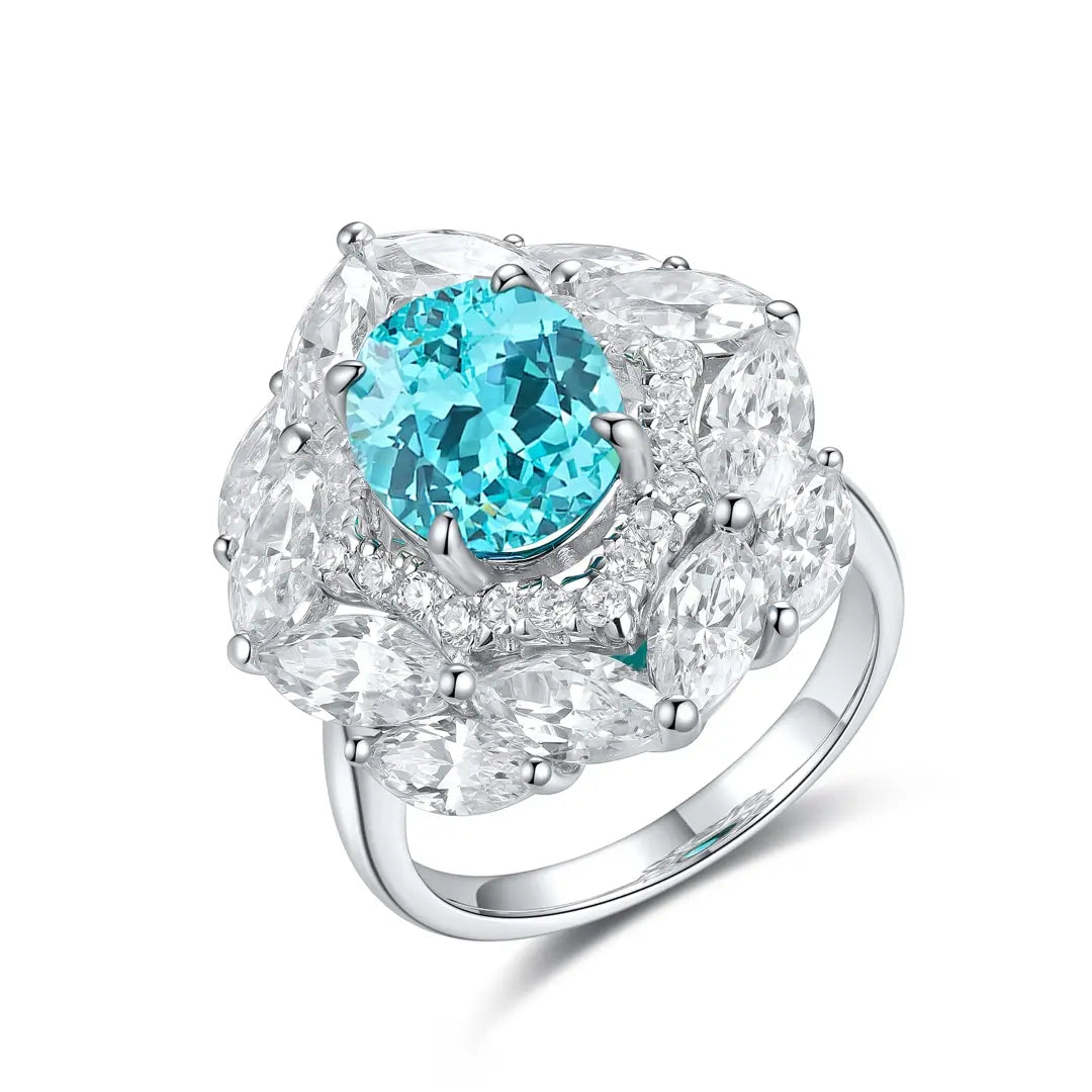 S925 silver  Oval Shape Lab Grown Sapphire Ring