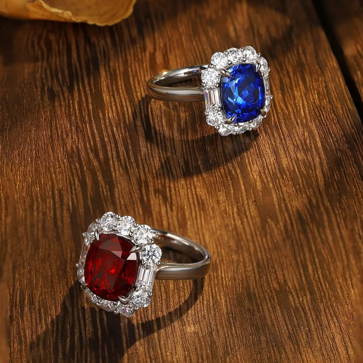 S925 Silver 5.06ct Cushion Shape Lab Grown Sapphire Ring