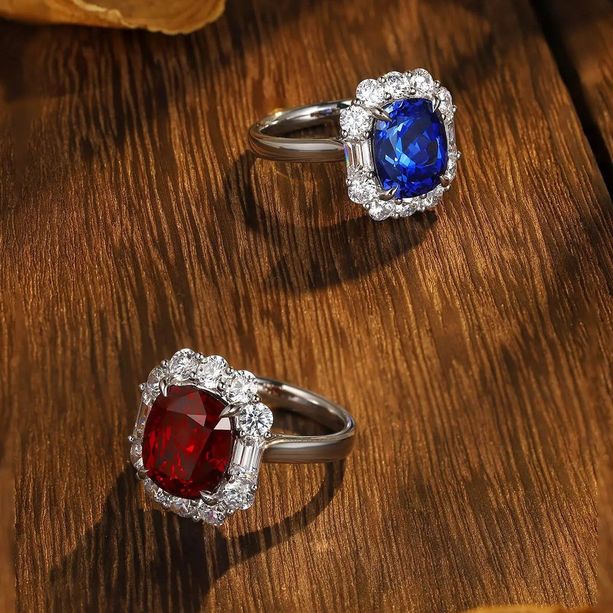 S925 Silver 5ct Cushion Shape Lab Grown Ruby Ring