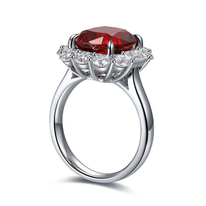 S925 Silver 5ct Cushion Shape Lab Grown Ruby Ring