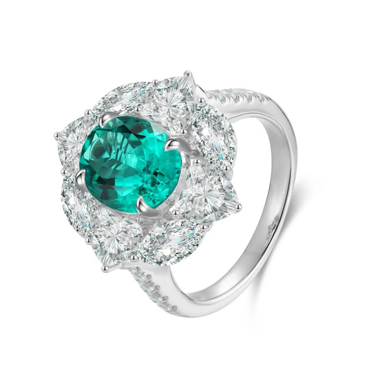 S925 Silver 2.6ct Oval Shape Lab Grown Emerald Ring