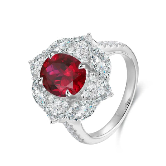 S925 Silver 3.7CT Lab Grown Ruby Ring