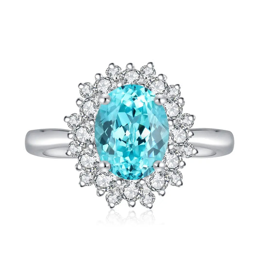 S925 Silver 3.09ct Oval Shape Lab Grown Paraiba ring A