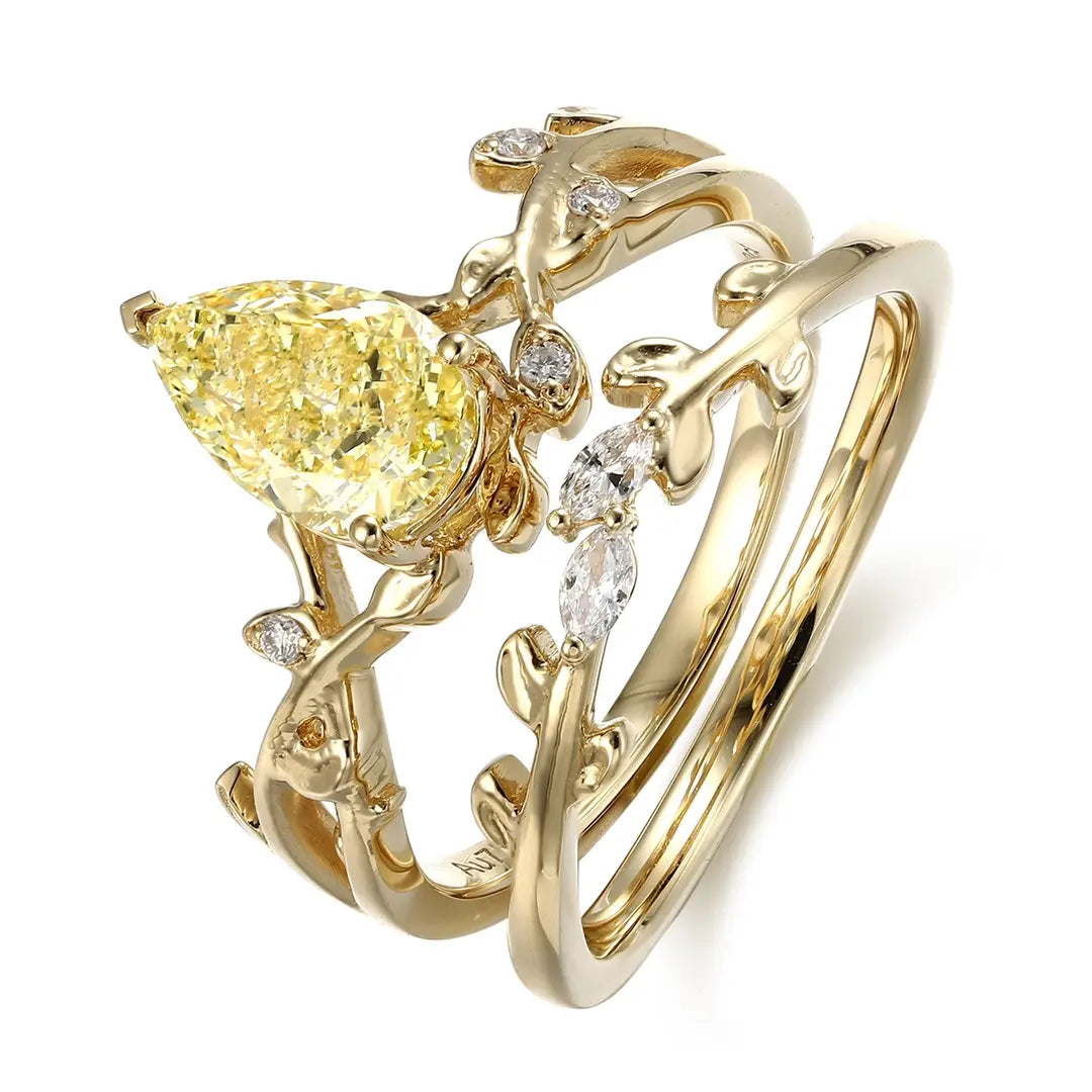 18K Lab Grown Yellow Diamond Ring