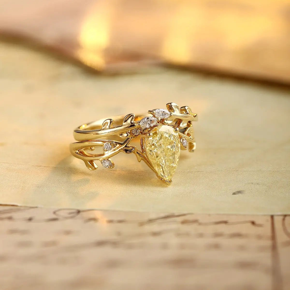 18K Lab Grown Yellow Diamond Ring