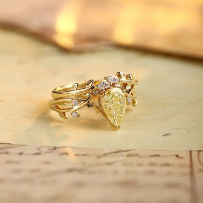 18K Lab Grown Yellow Diamond Ring