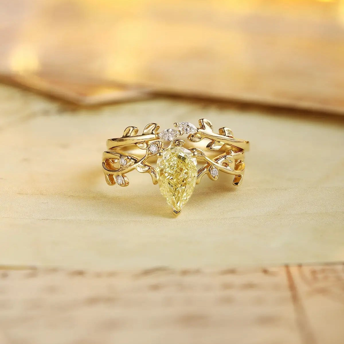 18K Lab Grown Yellow Diamond Ring