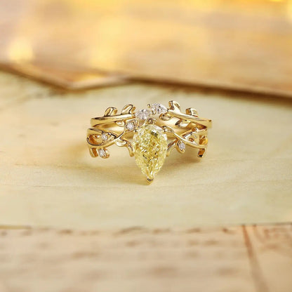 18K Lab Grown Yellow Diamond Ring