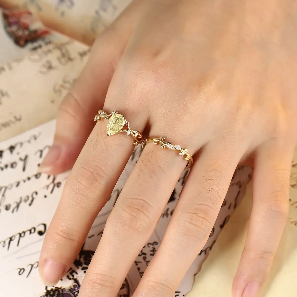 18K Lab Grown Yellow Diamond Ring