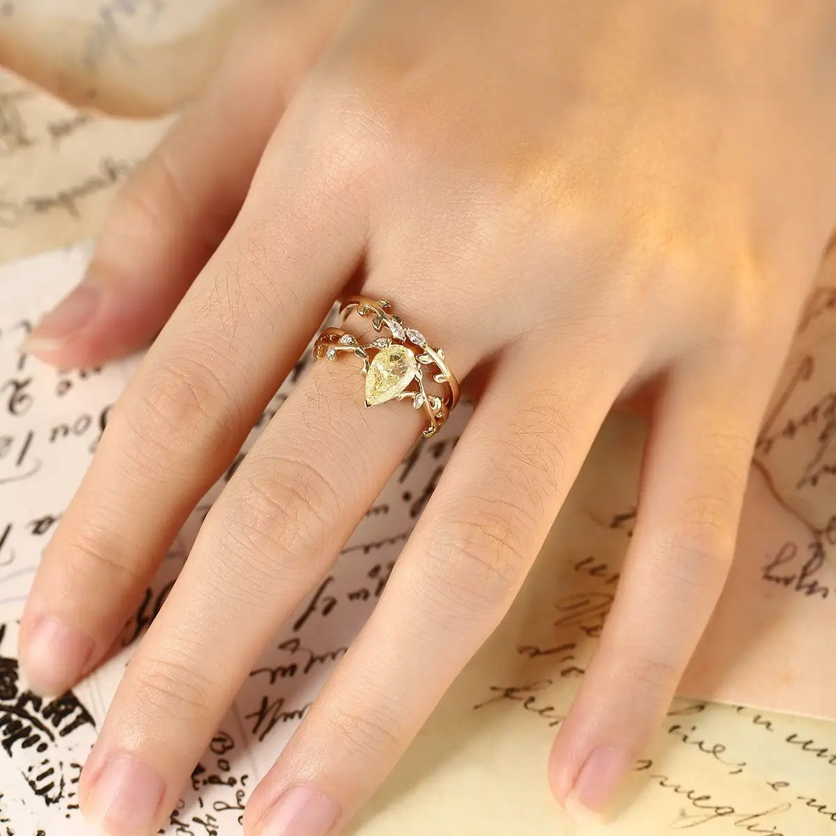 18K Lab Grown Yellow Diamond Ring
