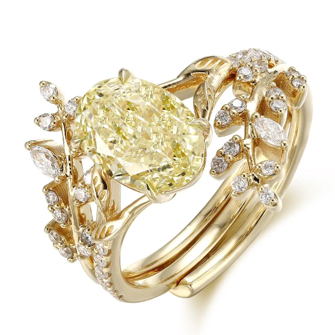 18K 1.84ct Oval Shape Lab Grown Yellow Diamond Ring